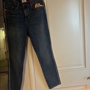 Current/Elliott Dark Blue Skinny Jeans with Studded Sides